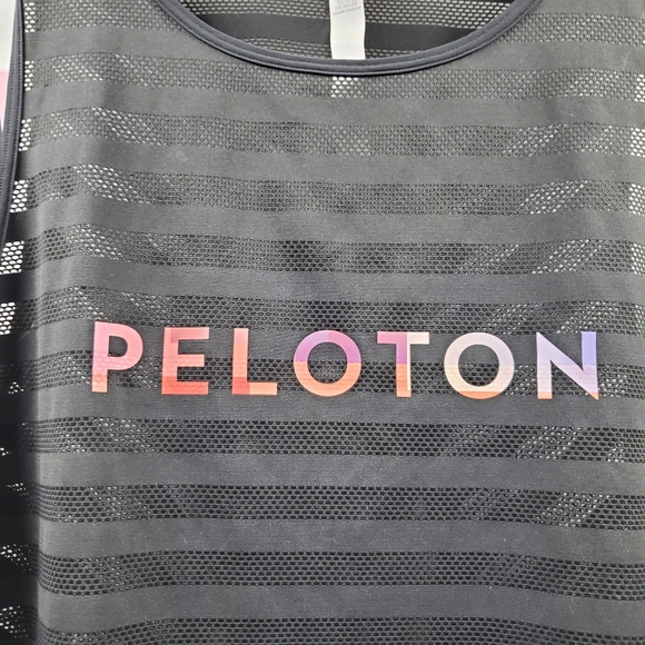 Lululemon Peloton Together We Go Far Off and Running Tank Black Striped Sheer - Picture 2 of 7